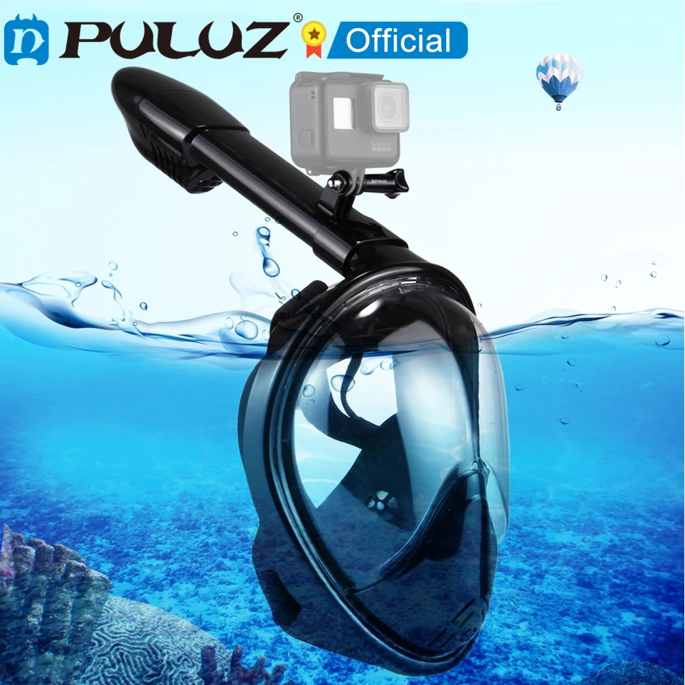 

PULUZ For GoPro 240mm 260mm Fold Tube Water Sports Adult Youth Diving Swimming Equipment Full Dry Snorkel Mask With Camera Mount