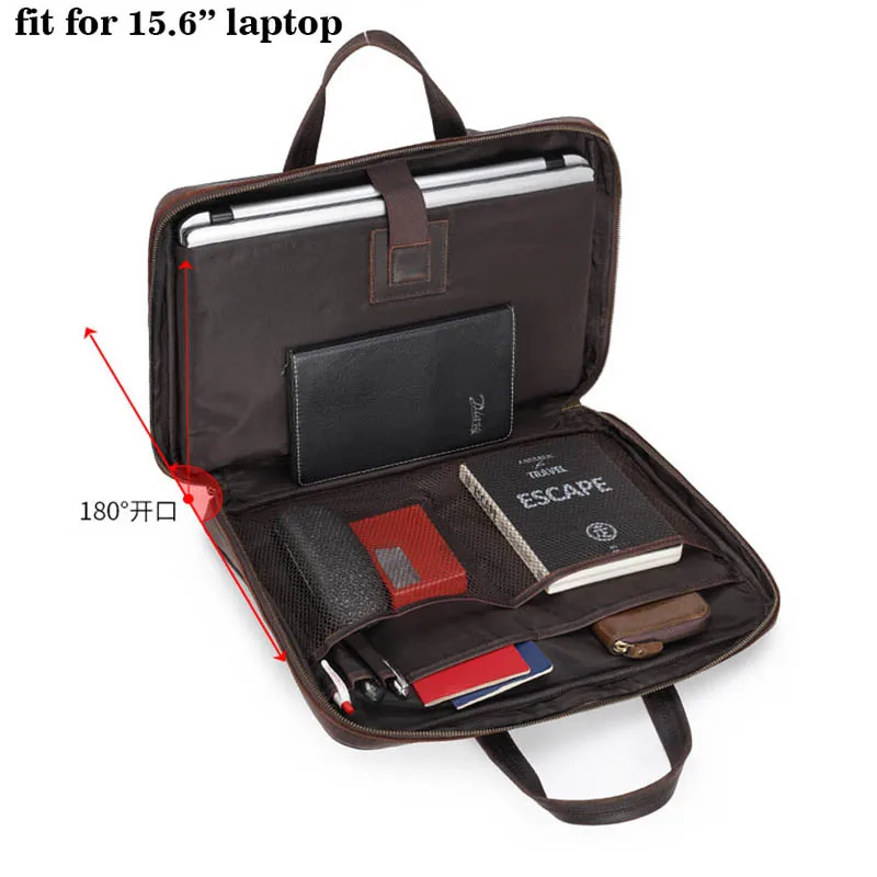 Luufan Genuine Leather Men's Briefcase Bag Fit 15.6