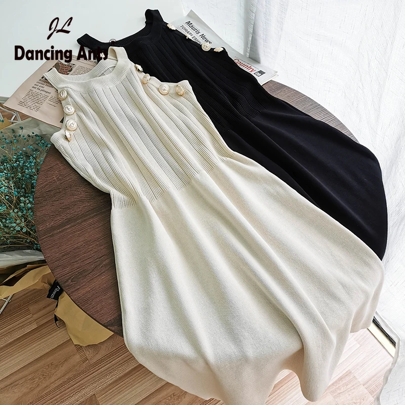 Женское трикотажное платье без рукавов элегантное облегающее трапеция с лямкой