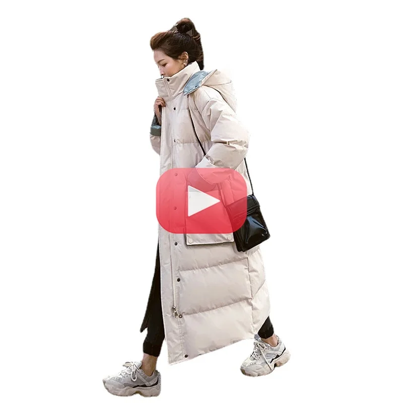 

2021 New Korean Version of The Loose and Explosive Padded Jacket Women's Winter Long Section Over The Knee Down Padded Jacket