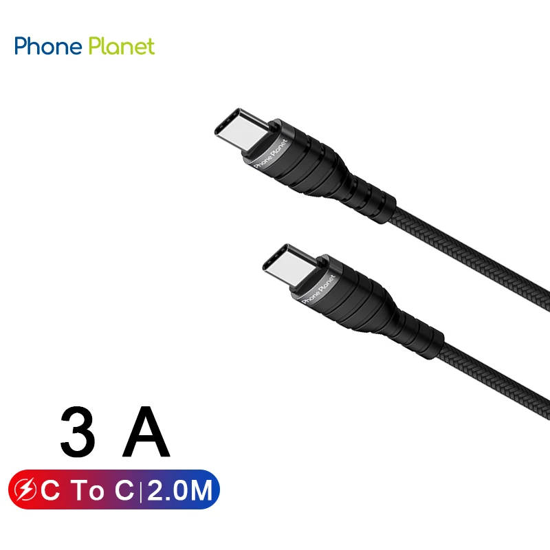 

Phone Planet Fast Charging USB Type C Cable Mobile Phone USB Type C-C PP Yarn Braid Charger Cord For Huawei VIVO Xiaomi Samsung