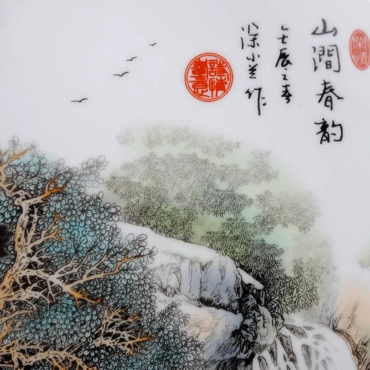 

HOME OFFICE TOP DECOR ART--HANDICRAFT LANDSCAPE CHINESE PORCELAIN ART PLATE -BEST BUSINESS NEW YEAR PRESENT --FREE SHIPPING