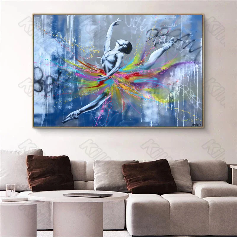 

Modern Style Murals Color Dance Skirt Dancer Frameles Poster Home Residential Bedroom Decoration Living Room Canvas Painting
