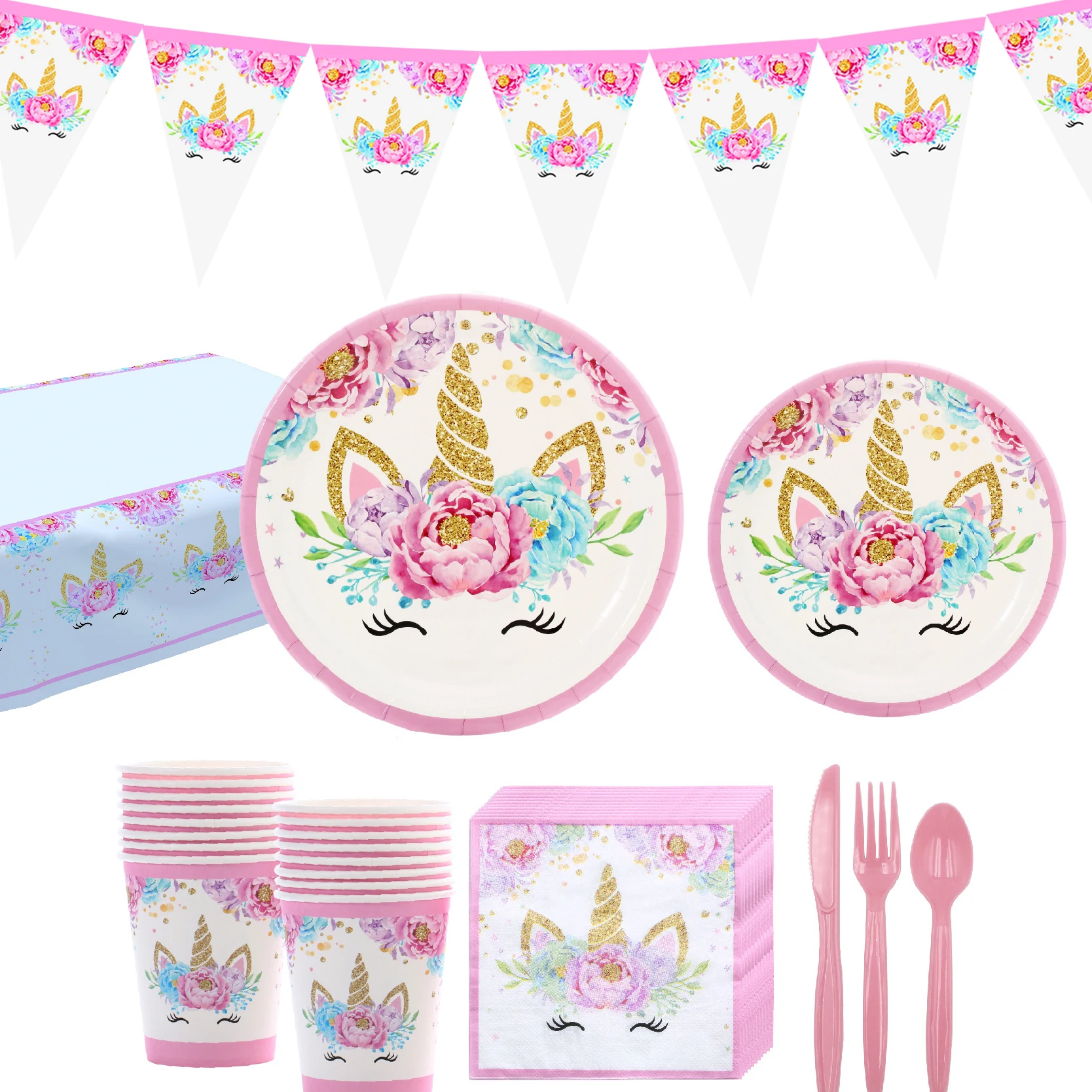 

Unicorn Party Supplies Disposable Tableware Set Plate 123st Birthday Party Decor Baby Shower Unicornion Theme Birthday Party