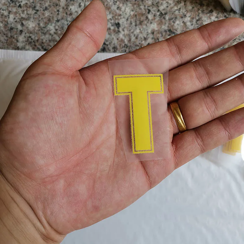 5cm-T 5 см желтый цвет буквы A-Z термонаклейки название Спортивная тканевая наклейка Горячая теплопередача DIY термоклейкие для одежды сумка обувь - Цвет: 5cm-T