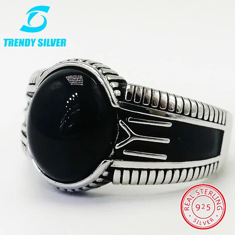 

silver 925 fine jewelry man rings men accessories turquoise gemstone natural onyx agate wholesale
