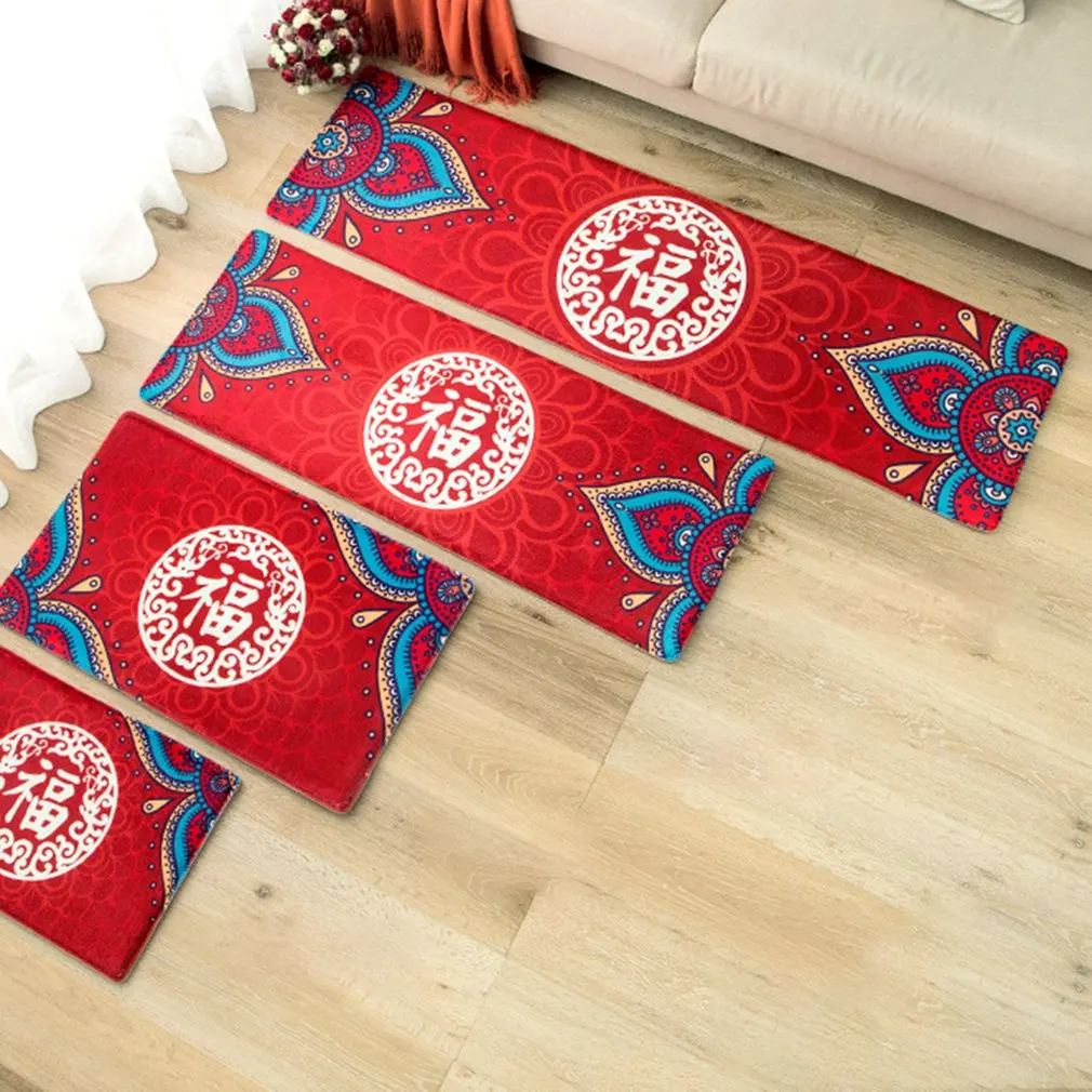 Фланелевый праздничный красный креативный коврик для дома домашний замшевый