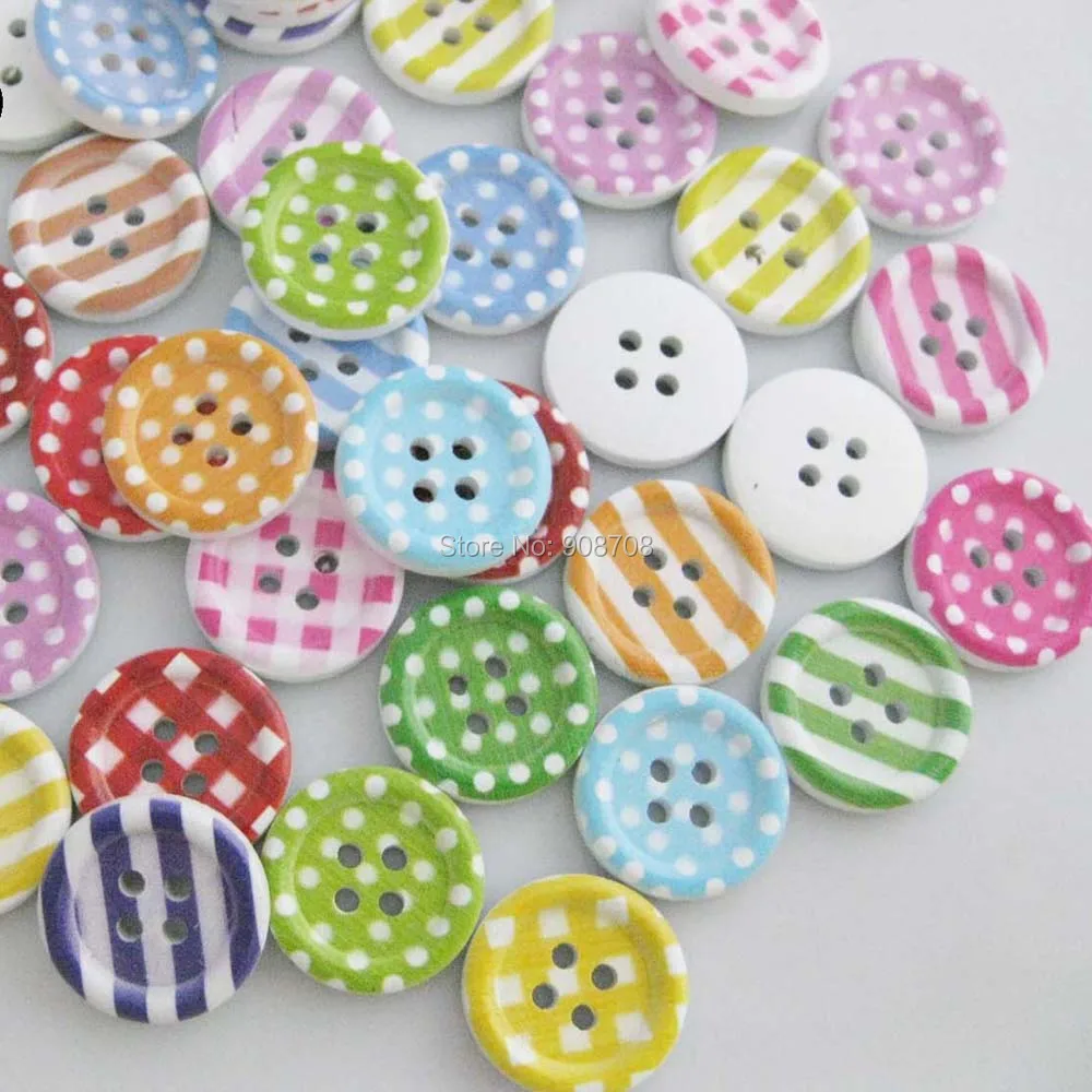 Multisizes с 4 отверстиями деревянные пуговицы для шитья смешанные 100 шт. DIY