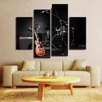 4pcs hd printing magic band guitar and drum art painting poster living room home decoration accessories picture without frame