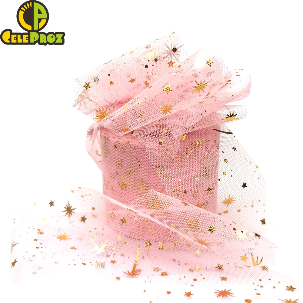 25 ярдов 6 м звездная Тюлевая лента блестящая сетчатая рулонная катушка мягкая