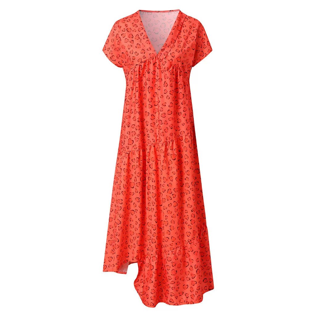 Женские платья V образным вырезом короткое платье богемского Цветочные печати