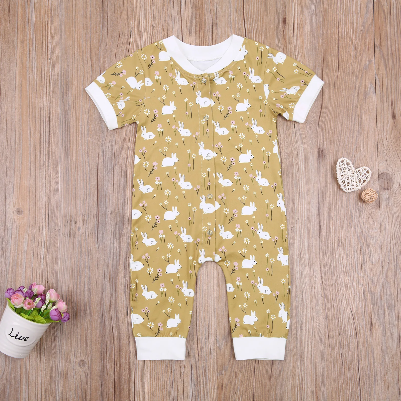 

Одежда для новорожденных повседневный комбинезон с коротким рукавом с принтом круглый воротник цельный комбинезон