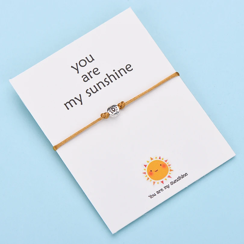 color 8 IYOE Wish Card You Are My Sunshine браслеты с глазами для женщин и мужчин, подарок на день рождения, винтажный браслет ручной работы с красной нитью - Окраска металла: color 8