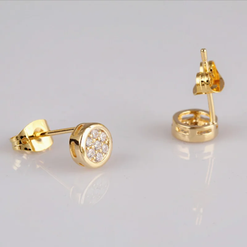Простые Кристальные женские маленькие круглые серьги гвоздики винтажные 925