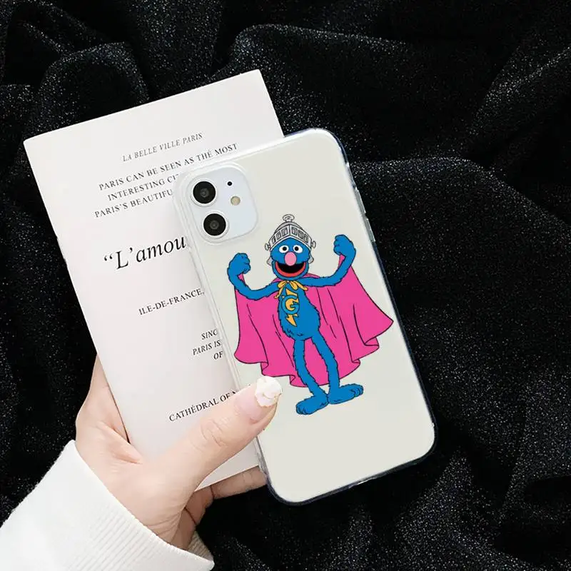 

Ins Sesame Street Cookie cartoon Phone Case Transparent soft For iphone 5 5s 5c se 6 6s 7 8 11 12 plus mini x xs xr pro max