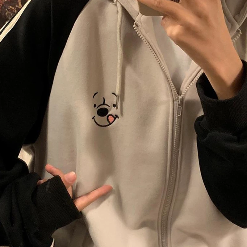 2021 Women Sweetshirts Autumn Zipper Cardigan Hooded Sweater Harajuku Port Style Loose Casual Top Hoodies Kawaii Y2k Tops Itself