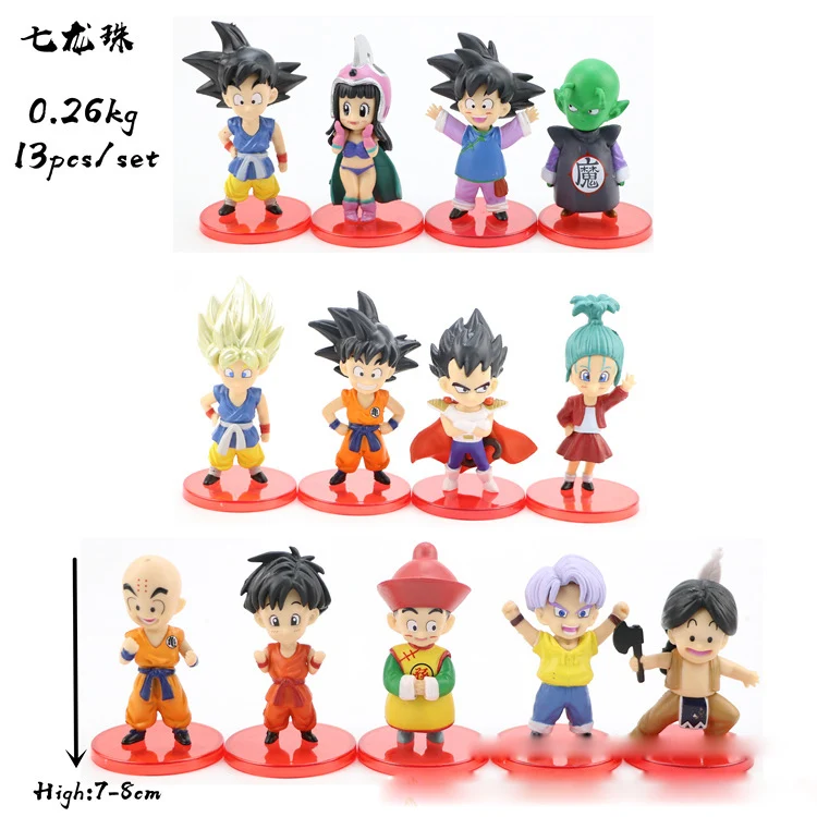 Действие 13 шт./компл. фигурки Dragon Ball Goku Gohan трусы Goten Piccolo Vegeta Bulma Chichi Q версия милые