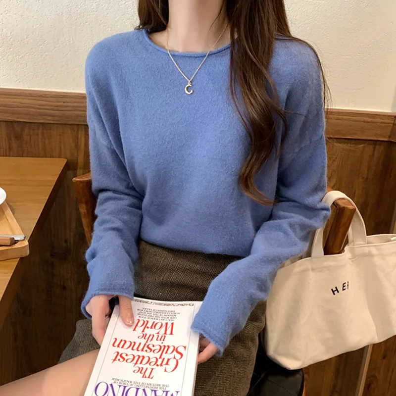 

Свитер женский осенний трикотажный, теплый, однотонный