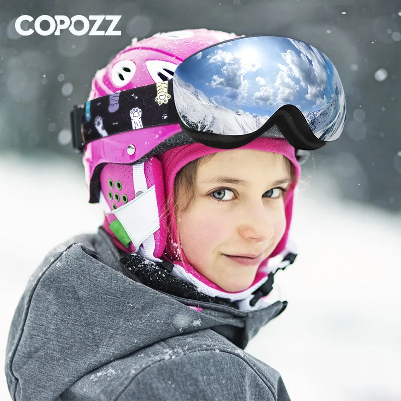 

COPOZZ Children's Ski Glasses Double-layer Anti-fog Magnetic Attraction Large Spherical Snow Google Glases for Kids Aged 4-18