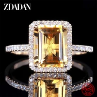 zdadan 925 sterling silver fashion square gemstone ring for women wedding jewelry gift