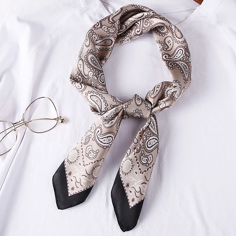 

Small Square Neck Satin Scarf Women Artifical Silk Scarves for Ladies Head Scarfs Hair Wrap Handkerchief Bandana Foulard Femme