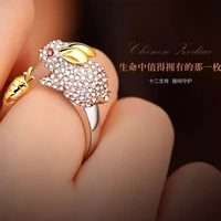 fashion chinese style zodiac animal ring exquisite zircon ring personality womens leisure party jewelry anniversary gift