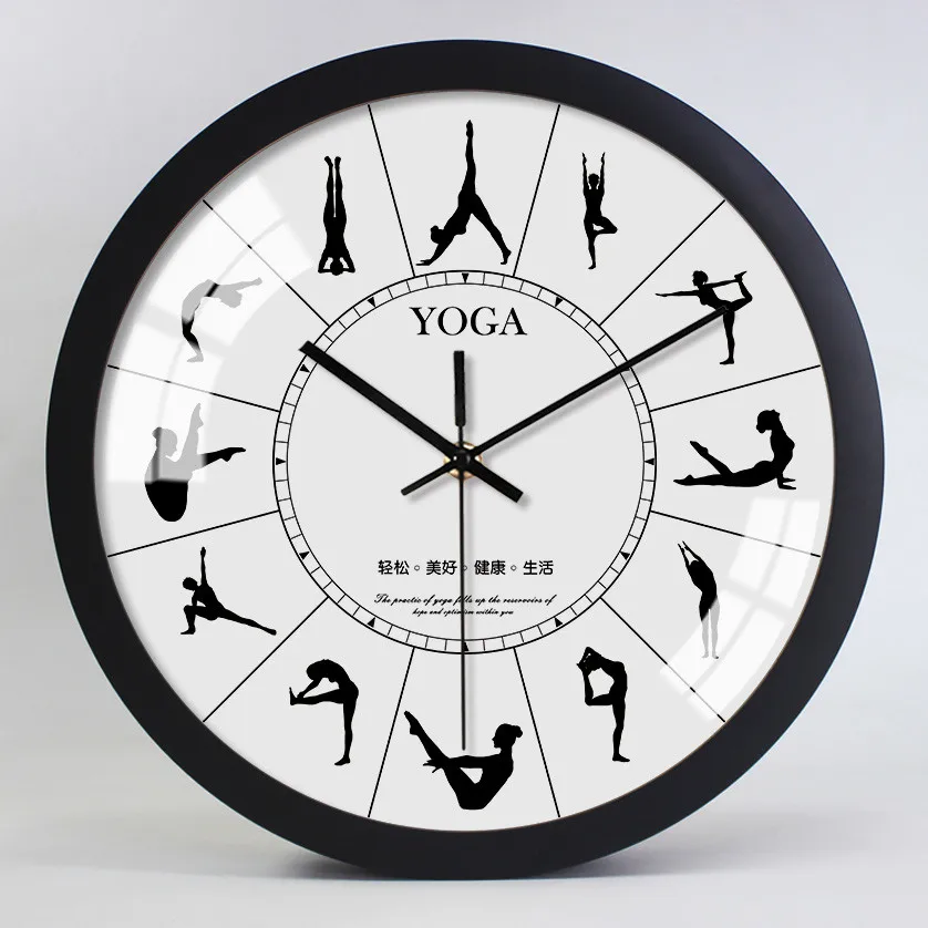 White Wall Clock Wood Metal Silent Yoga Classroom Dance Gym Living Room Promotion | Дом и сад