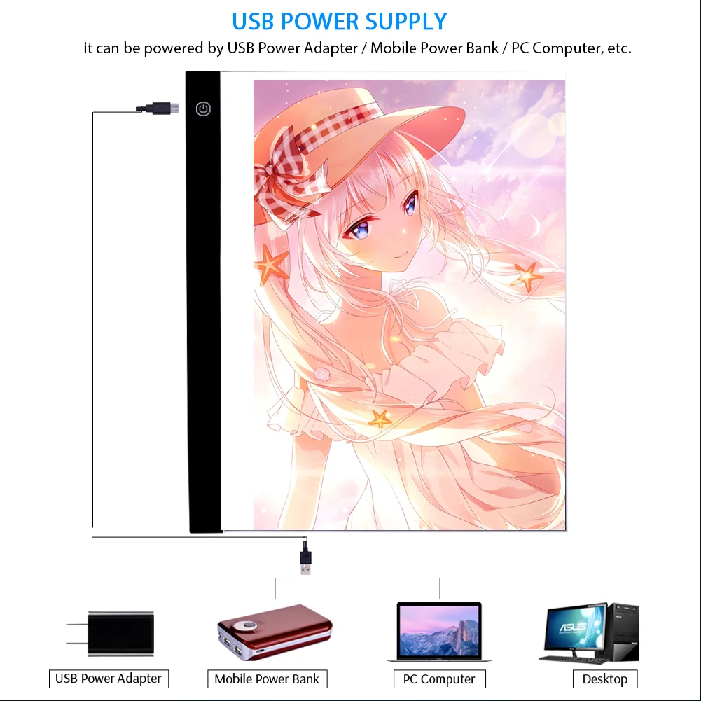 

Dimmable LED Drawing Copy Board Digital Graphics Pad Painting Writing Table LED Light Box Pad Electronic USB Tracing