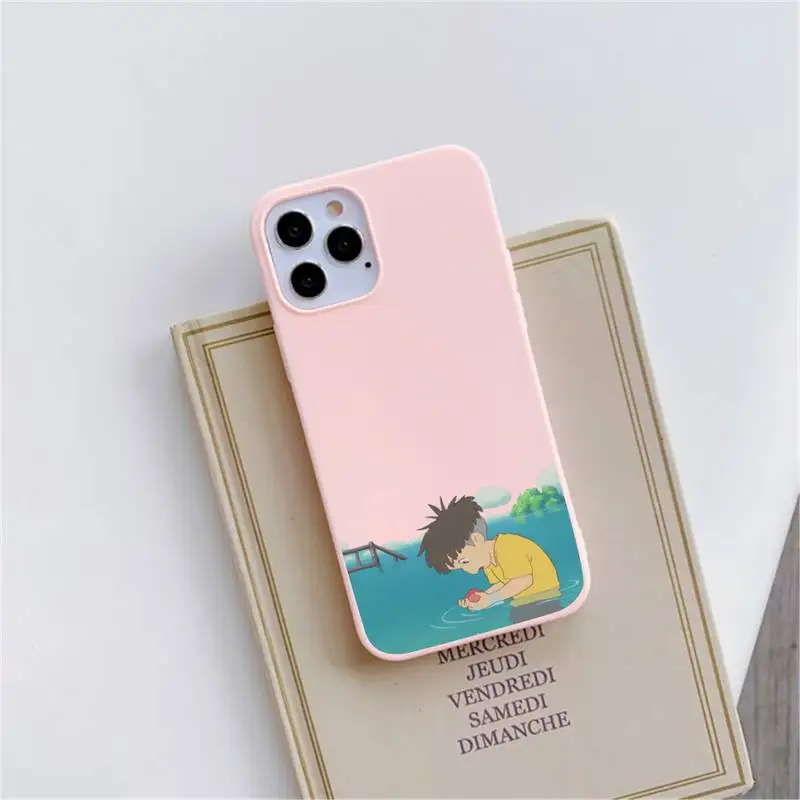 

Ponyo on the Cliff Phone Case Pink Candy Color for iPhone 11 12 mini pro XS MAX 8 7 6 6S Plus X SE 2020 XR