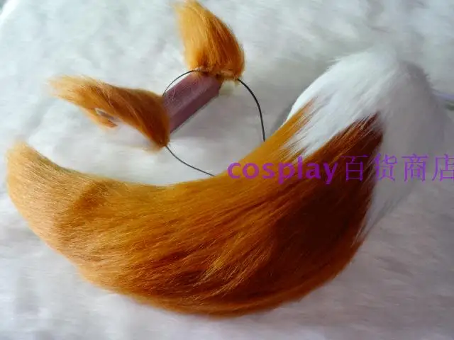 Аниме COS FATE NEW CASTER cos Tamamo a белый Хвост Светло коричневые уши|ear light|ears taile t |