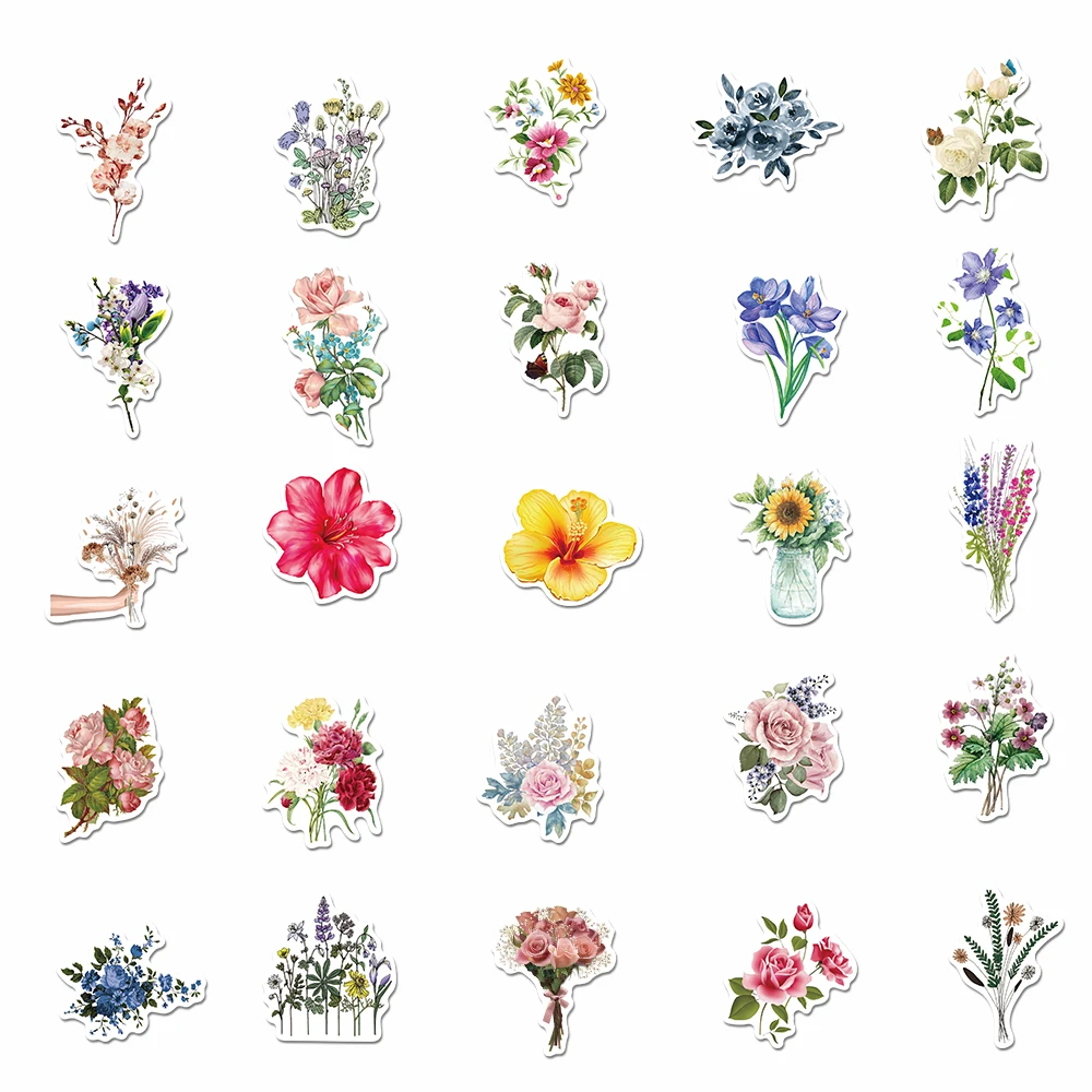 50 шт. цветы Стикеры s игрушка граффити Водонепроницаемый ПВХ Набор сделай сам для