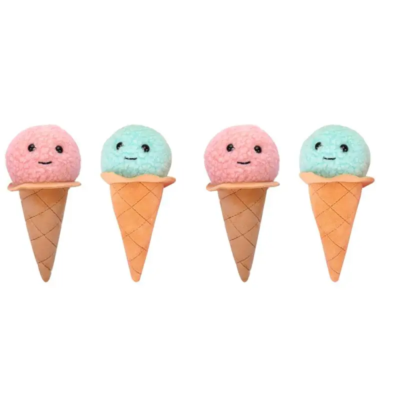 

4 Pcs Cartoon Stuffed Ice Cream Key Chain Pendants Plush Bag Hanging Pendants