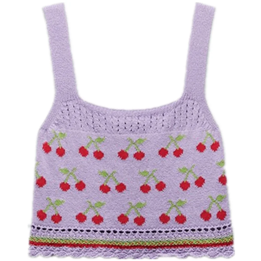

2021 ZA summer new sweet Jacquard knitted cardigan coat suspender vest two-piece suit for women 5802037 5802/037