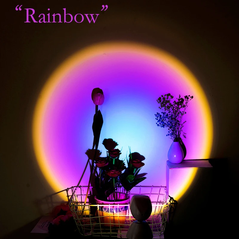 Mini Cute Rechargeable USB Projetor Sunset Night Lights Kawaii Portable LED Astronaut Table Lamp for Kids Bedroom Room Decor | Лампы и