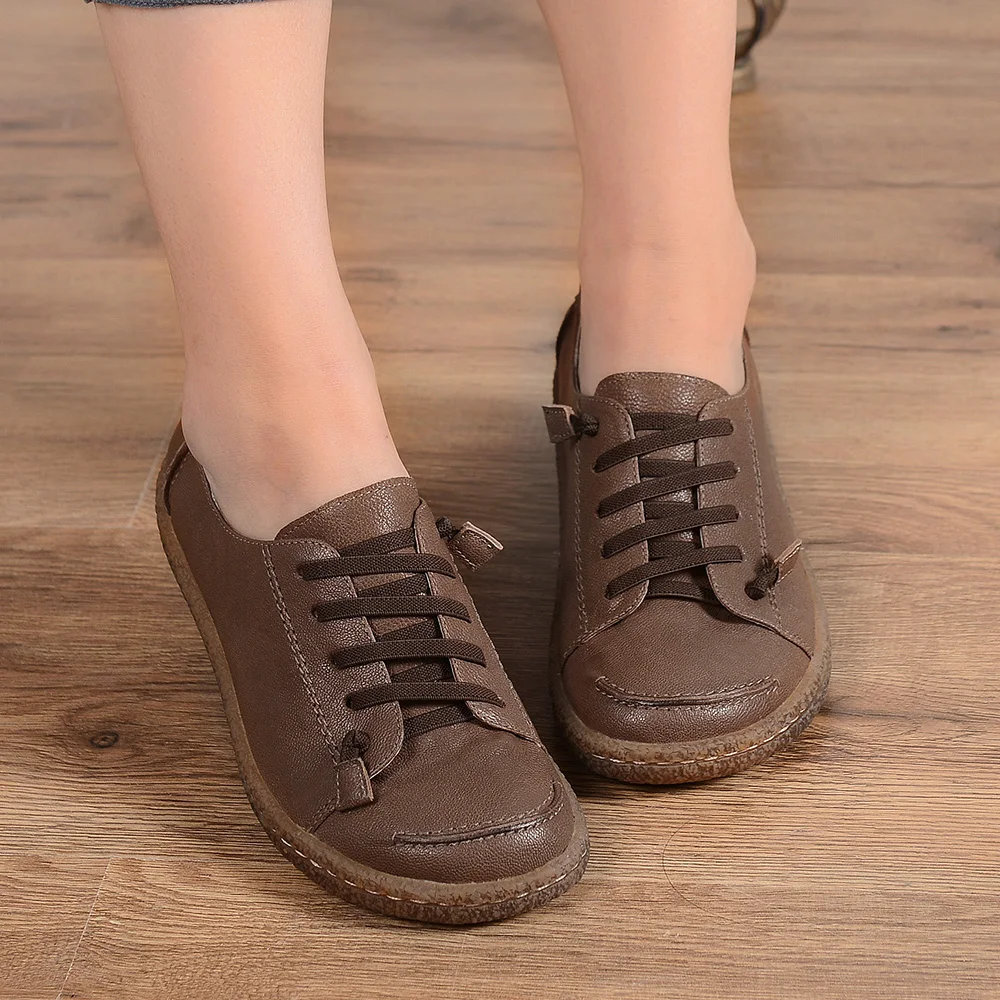 Женская обувь ручной работы на плоской подошве женская с круглым носком и