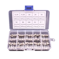 100 pcs box kit 0 2a 20a 5x20mm fuse kits diy quick blow glass tube fuses for household supplies