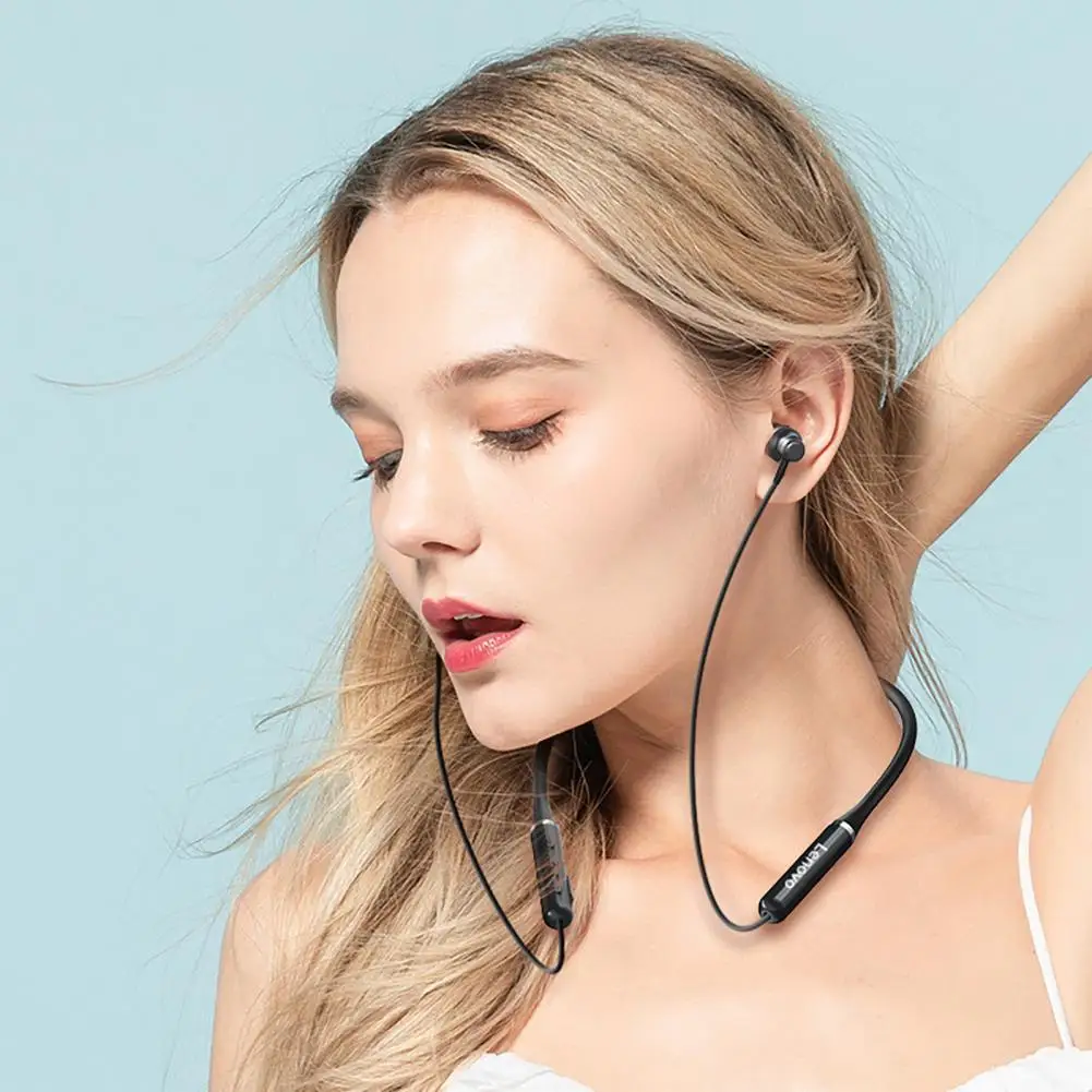

for Lenovo HE05 Bluetooth Earphones Waterproof Magnetic Storage Flexible Neckband Wireless Stereo In-Ear Headsets for Sports