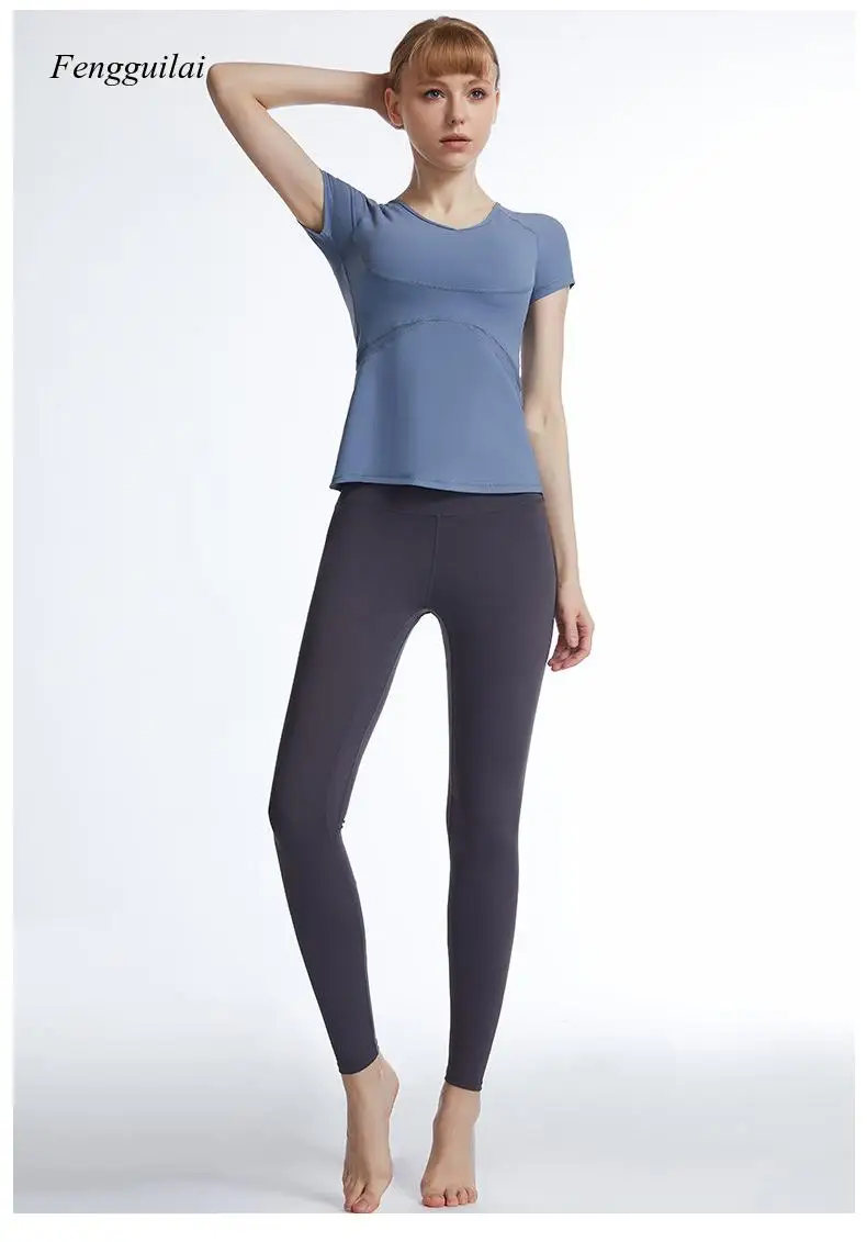 

Women's Short Sleeve Round Neck Thin Fashion Sexy Fitness Wear Sports T-Shirt Summer Wear Tops