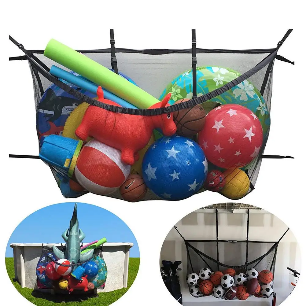 

Large Capacity Adjustable Hanging Swimming Pool Storage Bag Net Bag Hanging Pool Storage Bag Foldable Summer Toy Organizer