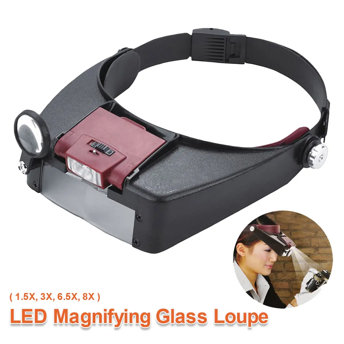 

LED Head Mounted Watch Maintenance Magnifying Glasses For Reading Optivisor Magnifying Glass Loupes Jewelry Watch Repair Tool