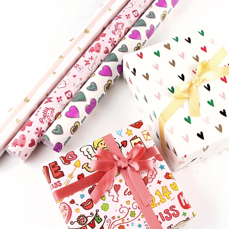 

5 Pcs Valentine's Day Element Gift Wrapping Paper Holiday Present Box Decoration K3NA