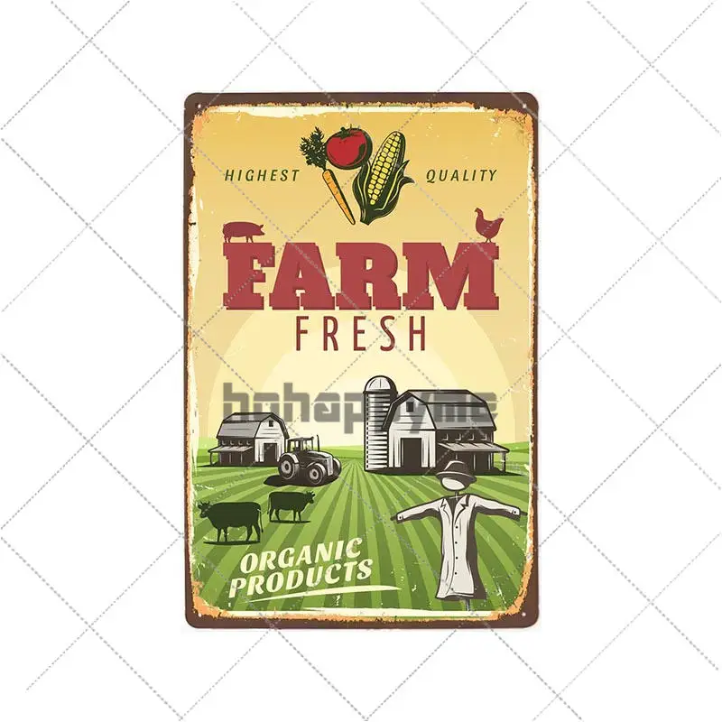 Задний фон с изображением фермы фотография ретро-пластина металлическая стена