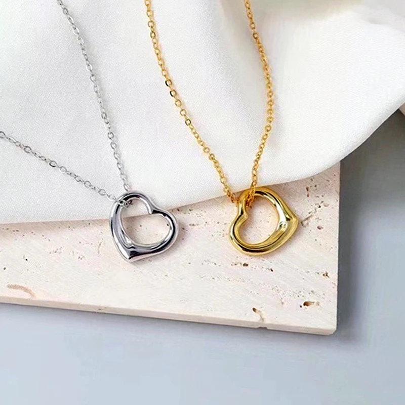 

Brand 1:1 925 Sterling Silver Necklace for Women Classic Hollow Water Drop Heart Pendant Luxury Couple Party Jewelry Gift Style