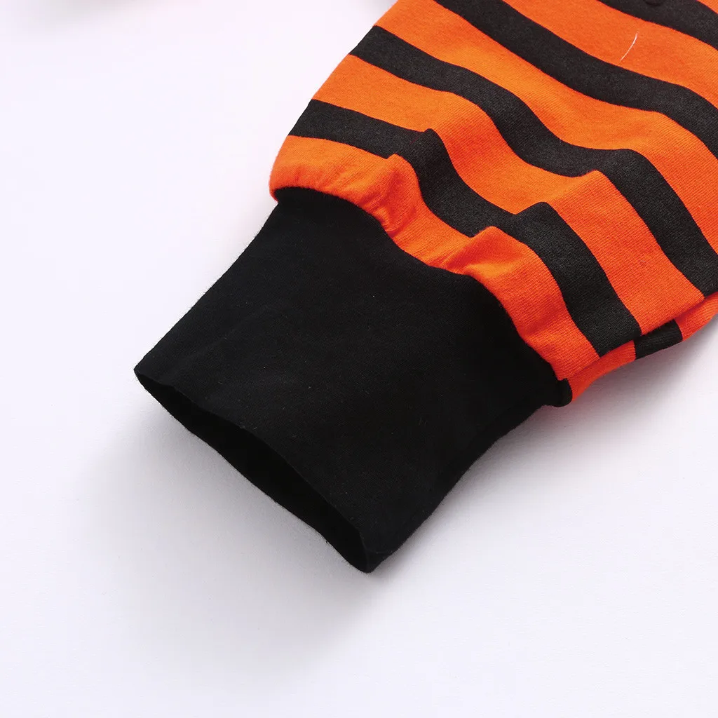Halloween Family Match Pajamas Set Womens Mens Kids Baby Clothes Pumpkin Striped Long Sleeve Pants Leggings Sleepwear Nightwear | Мать и