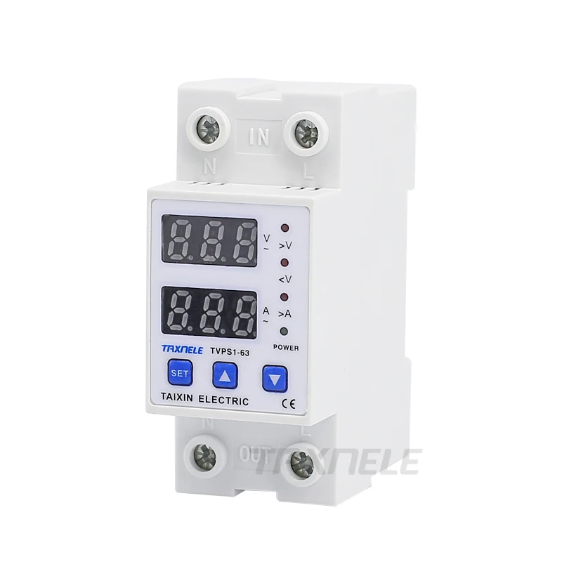 63A 230V din-рейка регулируемое перенапряжение и под напряжением защитное устройство предохранитель реле с защитой от перегрузки по току