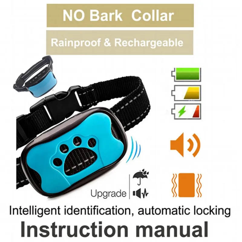 

Pet Intelligent Stop Barking Collar Dog Vibration Bark Stopper Deterrents Useful Dog Training Tools For Aggressive Attack Dogs