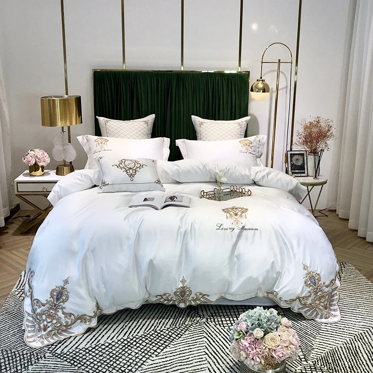 

claroom 100% Cotton Luxury Bedding set White Bed set Duvet Cover Bedsheet and Pillowcases SA55*