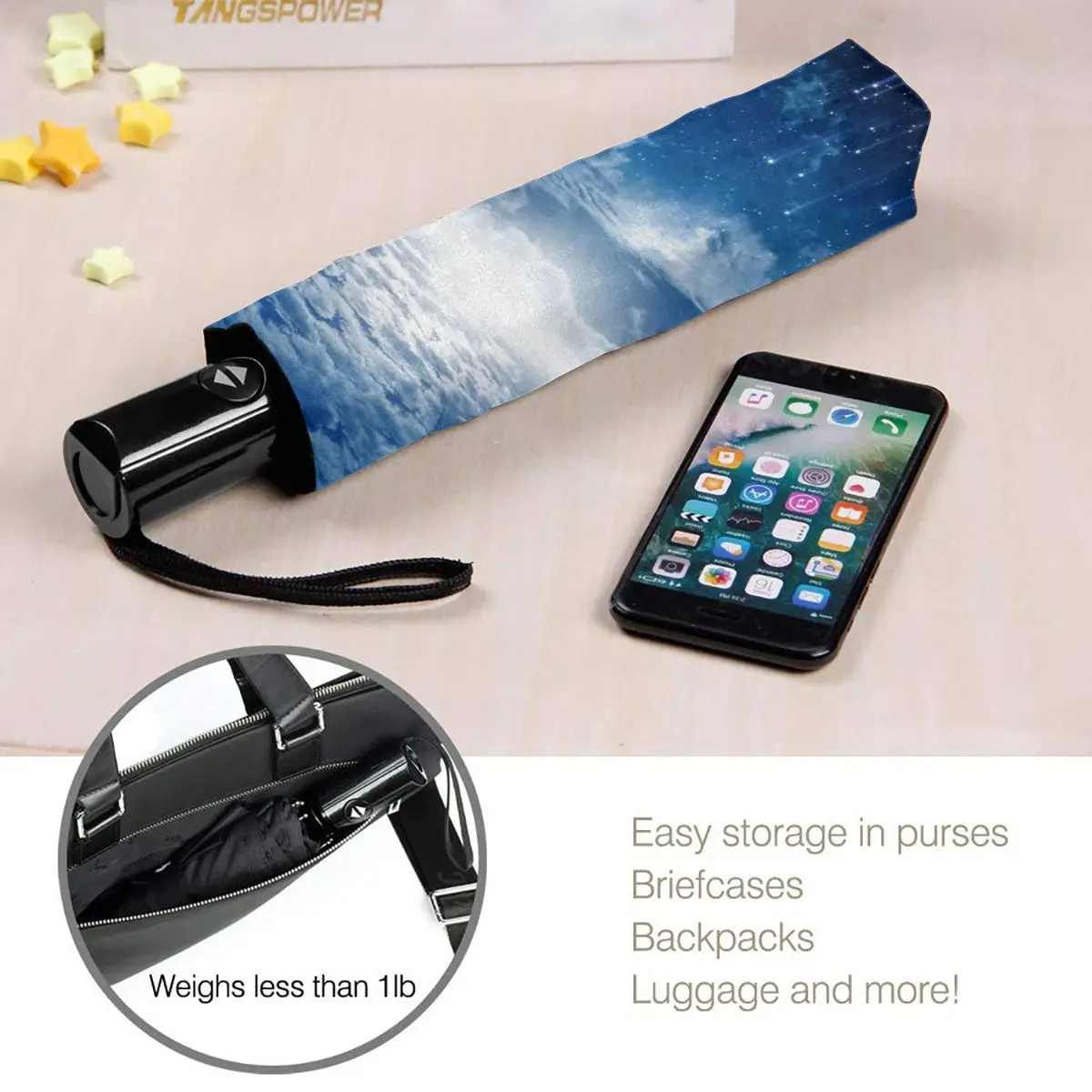 

Wind Resistant Folding Automatic Umbrella Women Auto Blue Night Sky With Moon Stars Windproof Umbrellas Rain For Men Parasol