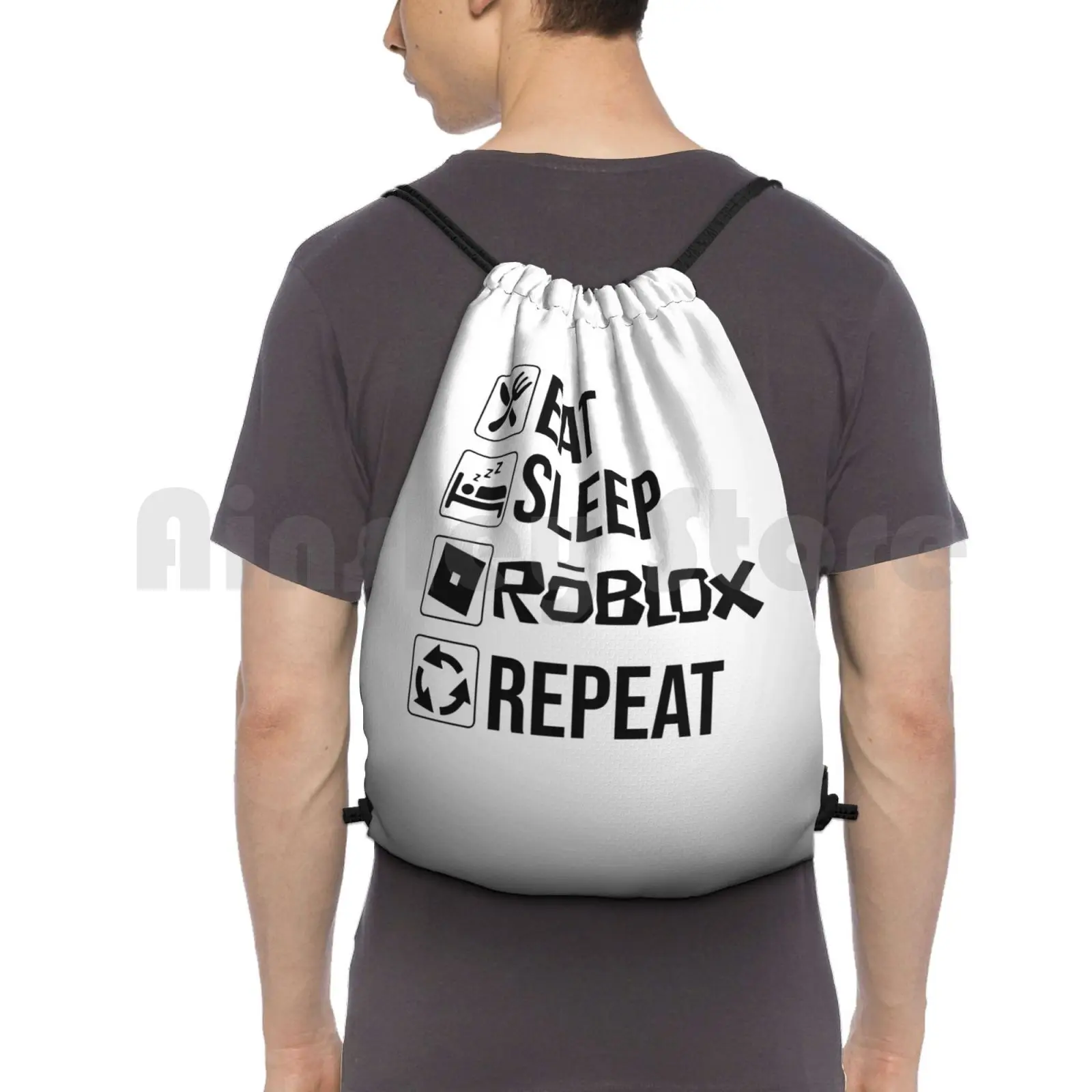 

Eat Sleep Repeat , Lover Gift Idea Backpack Drawstring Bags Gym Bag Waterproof Oof Noob Oof Eat Sleep Oof Repeat Gaming