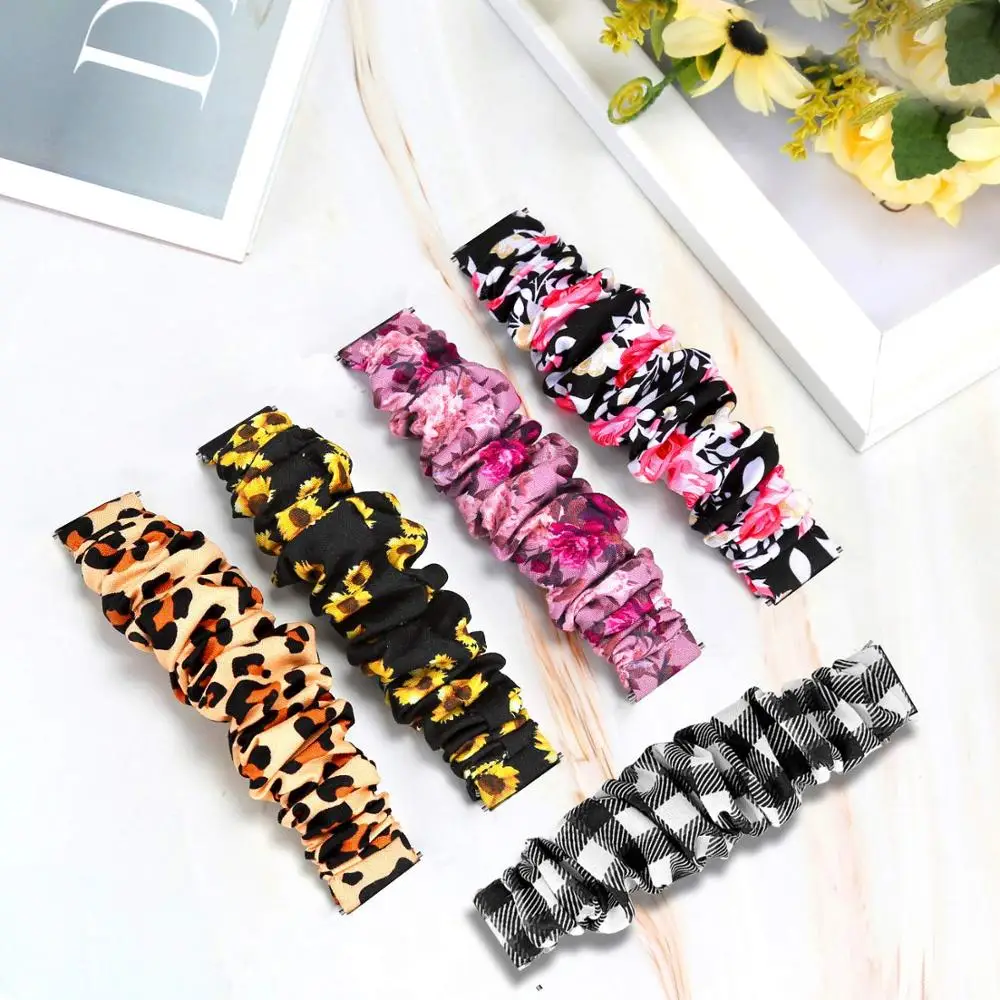 Scrunchie Elastic Straps For Samsung Galaxy Watch 46mm 42mm Printed fabric nylon Replacement Wristband for Amazfit GTR 42mm 47mm